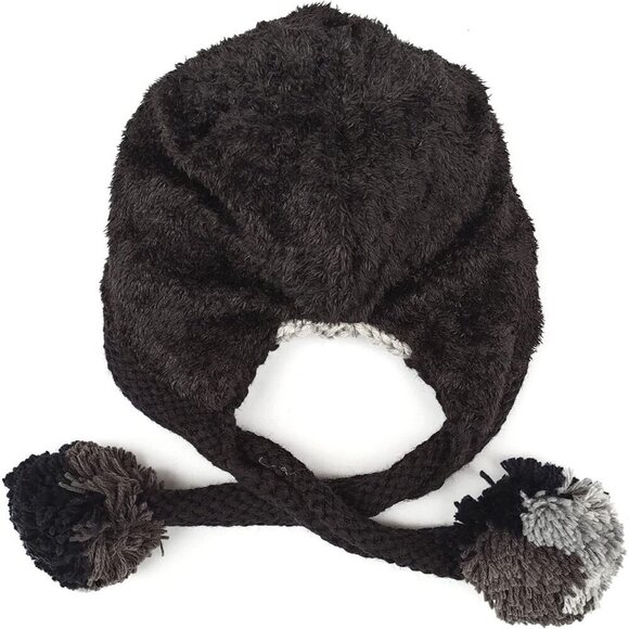 Women Grey Black Winter Peruvian Cover Ears Beanie Hat Ear Flaps Sherpa Snow main image 8